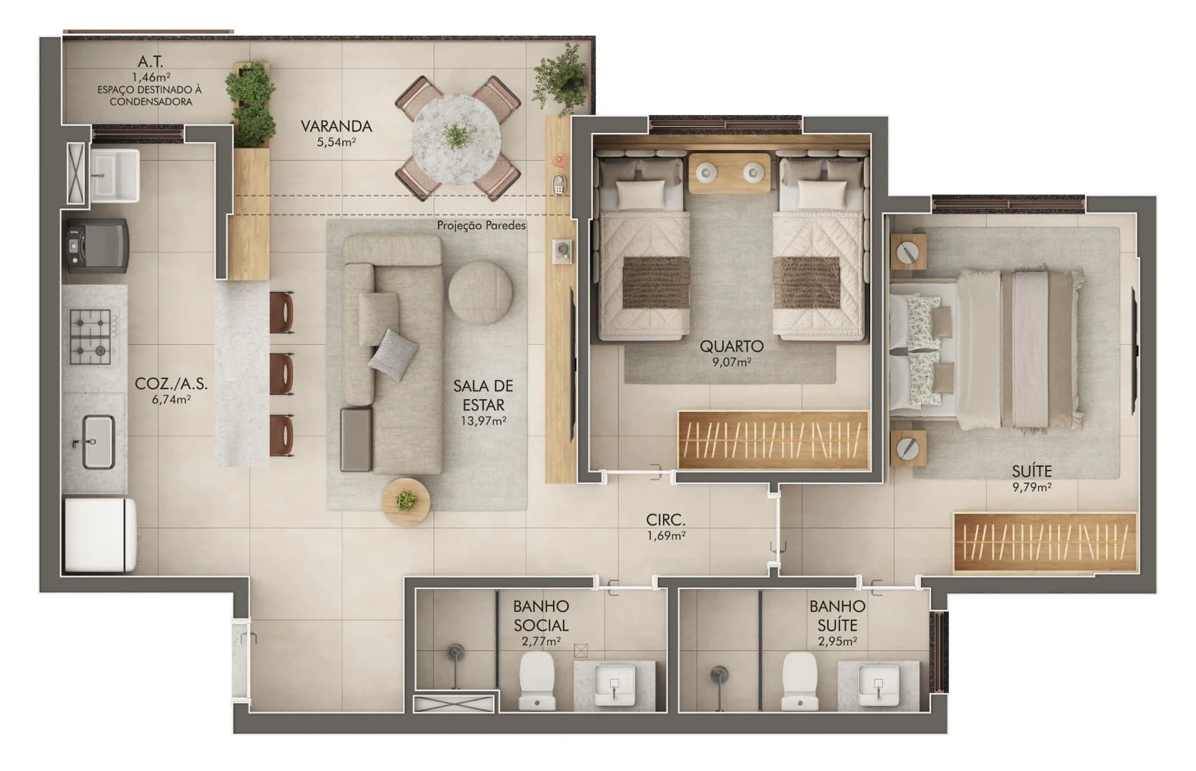 2 Quartos com Suíte (Col. 6)